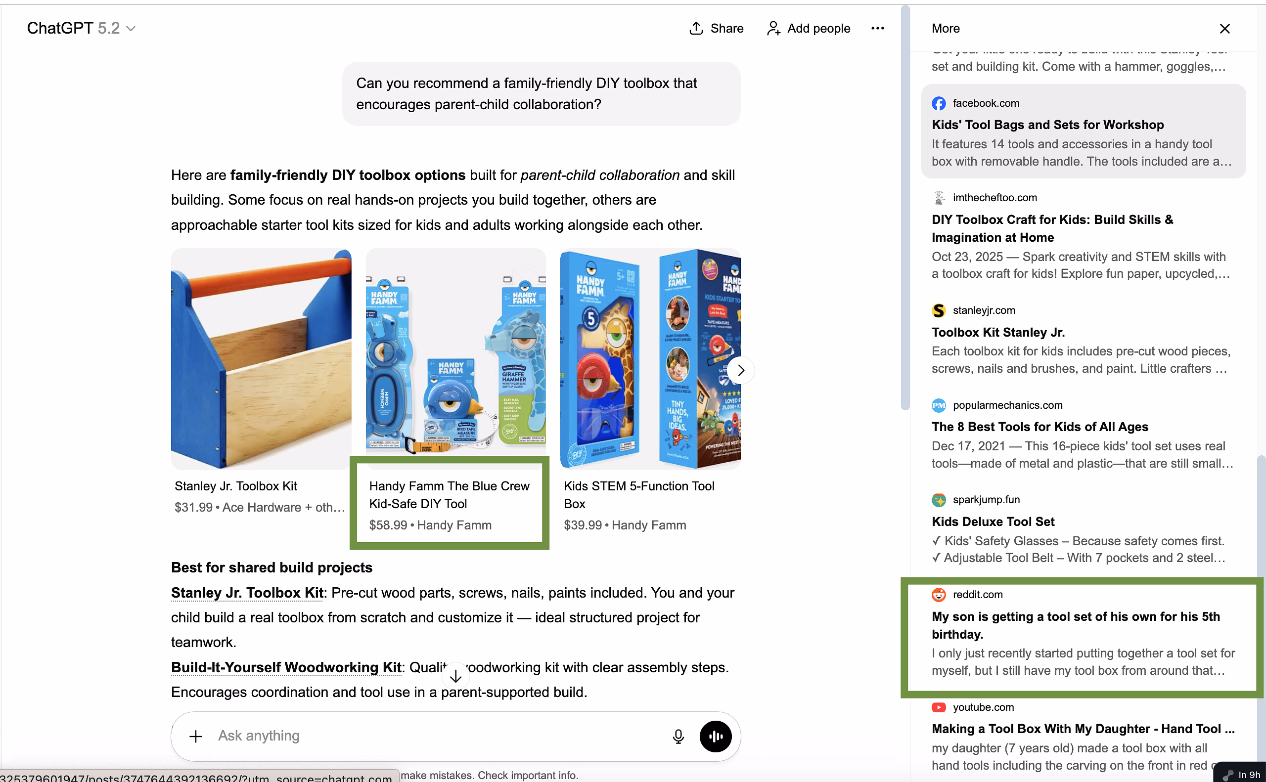 Customer mention in ChatGPT